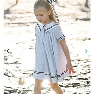 NEW Analogie Sailor dress 3/4 long sleeve summer cotton lined pussybow collar